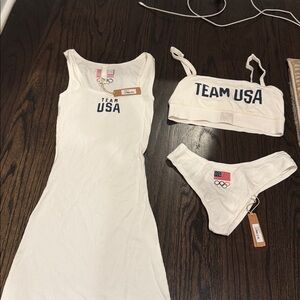 SKIMS Team USA White Tank Dress and Bikini Set